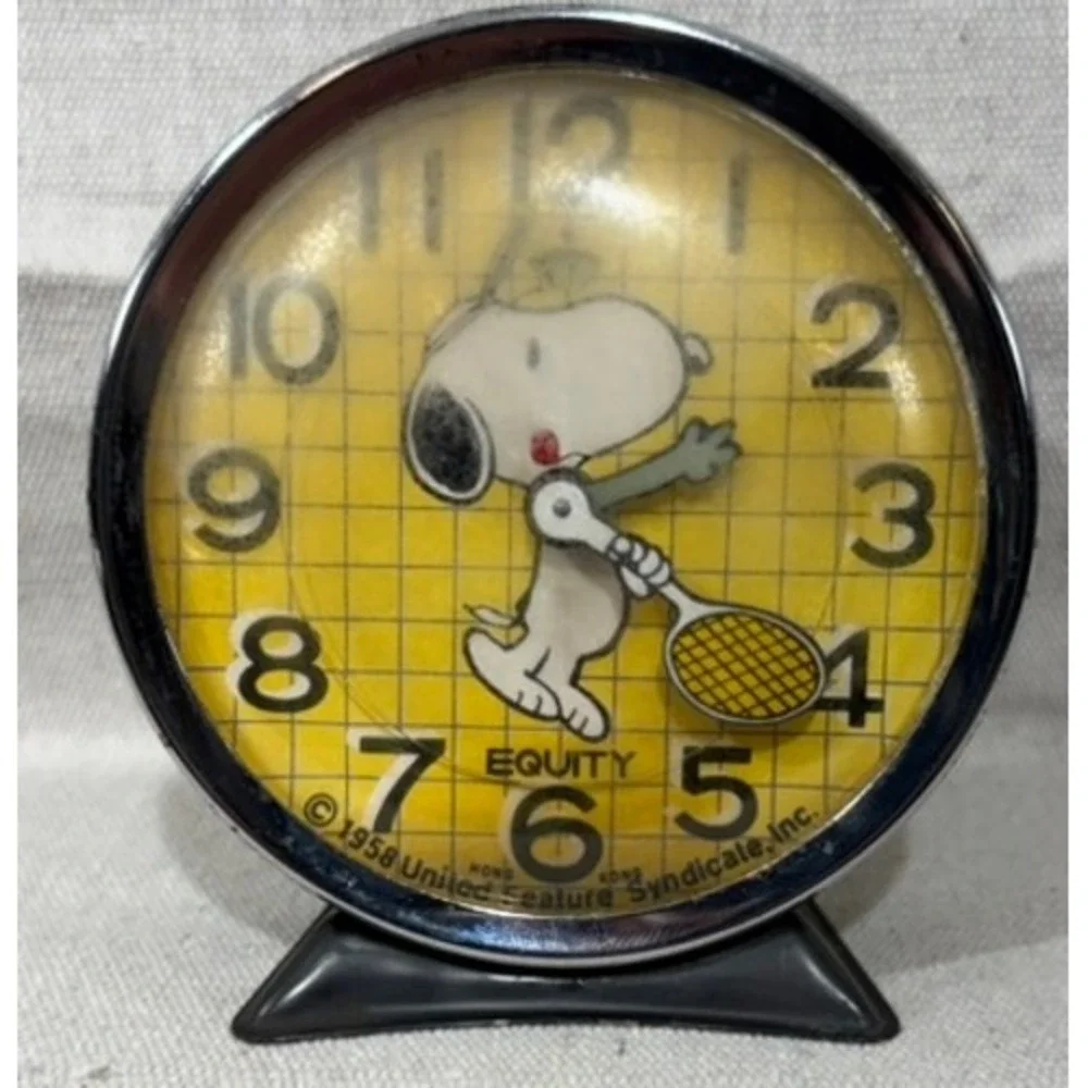 Vintage Equity Snoopy Tennis Alarm Clock Peanuts 1958 United Feature Syndicate